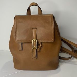 Coach Legacy tan leather drawstring backpack bag